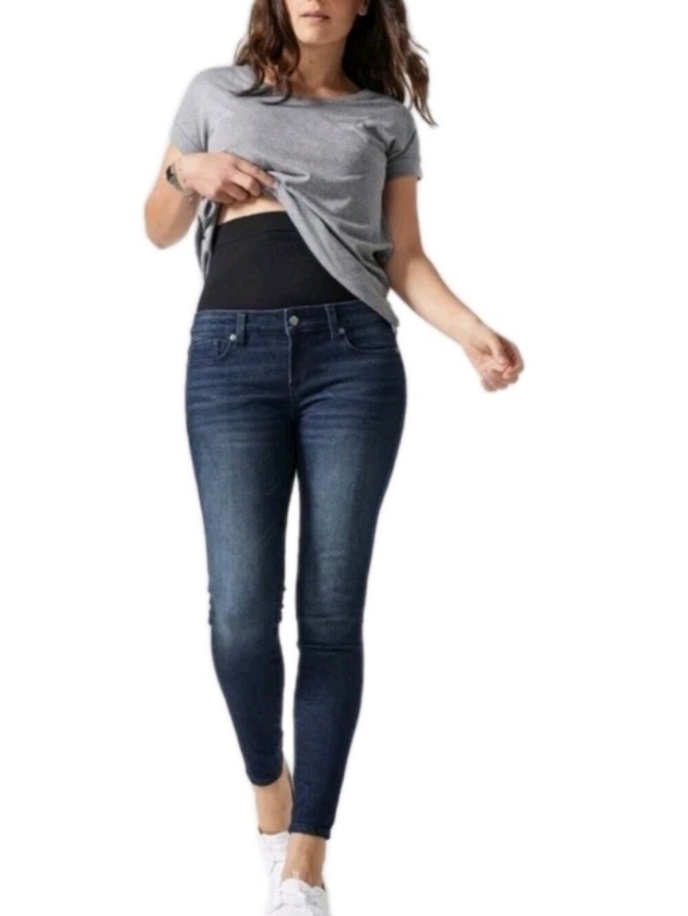Blanqi Denim Maternity Jeans Dark Blue Size 4 S 28 x 27 Skinny Full Panel